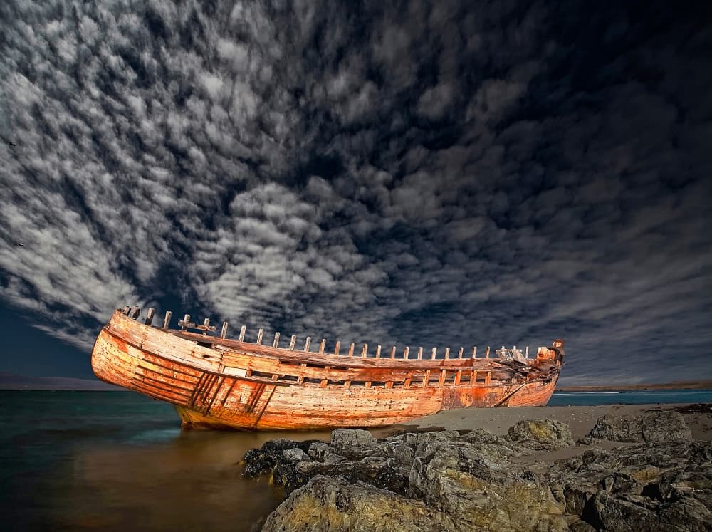 Dramatic Shipwreck Night by Þorsteinn H. Ingibergsson — canvas wall art