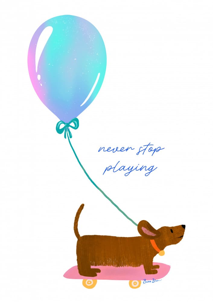 Playful Skateboard Dog by Baroo Bloom — canvas wall art