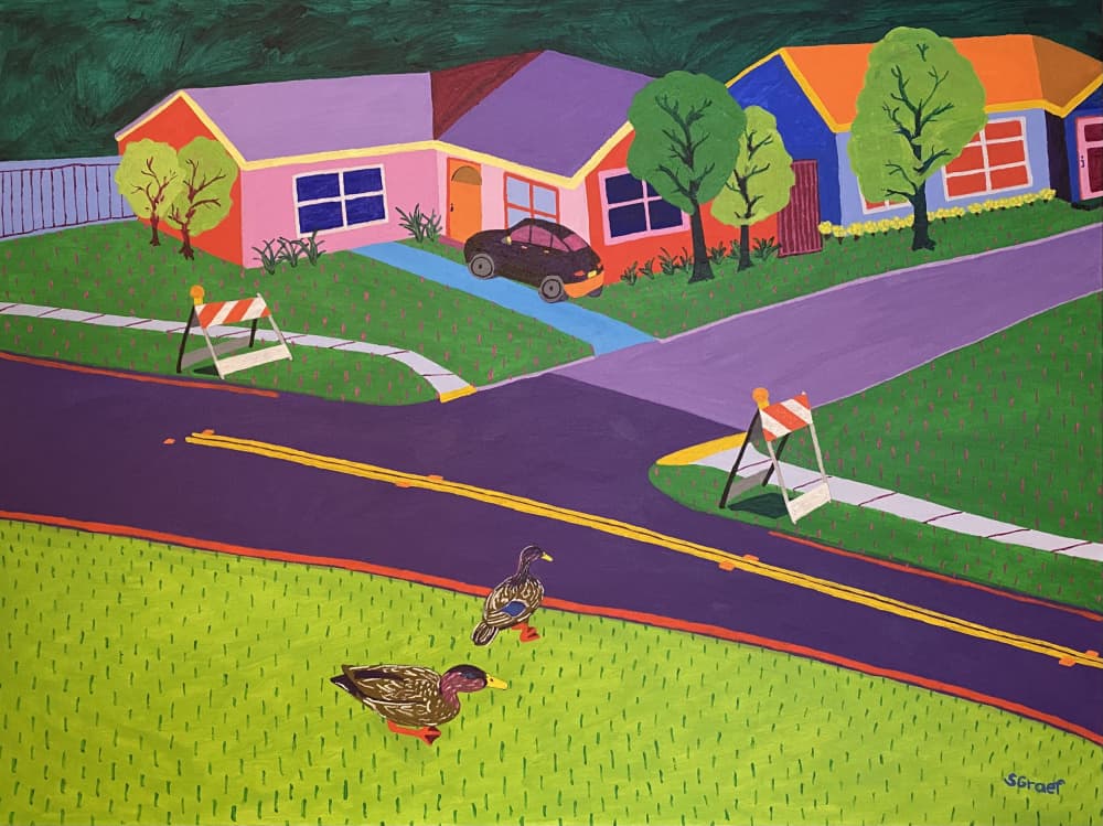 Barricades and Ducks by Sue Graef — canvas wall art