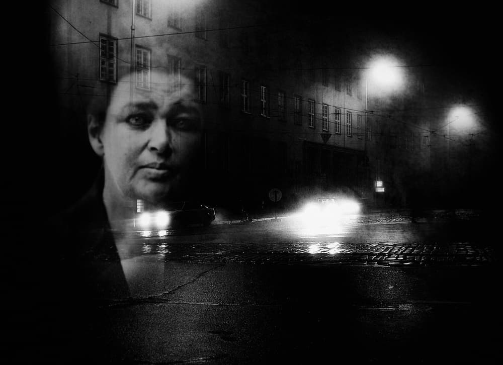 Night City Portrait by Holger Droste — canvas wall art
