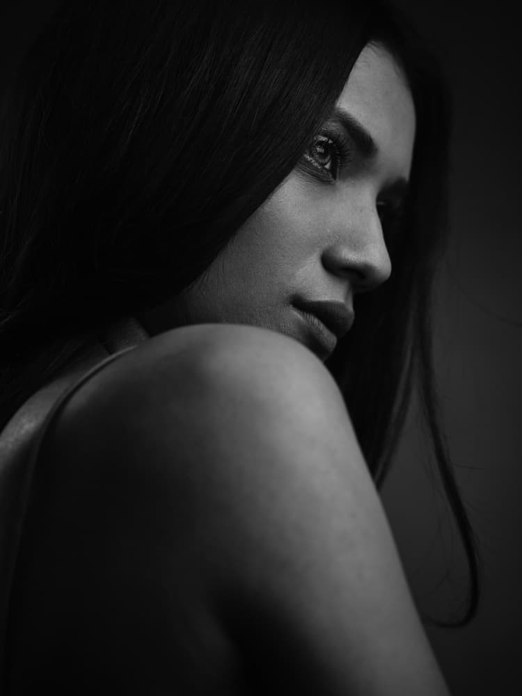 Pensive Woman Profile by James Mahfuz — canvas wall art