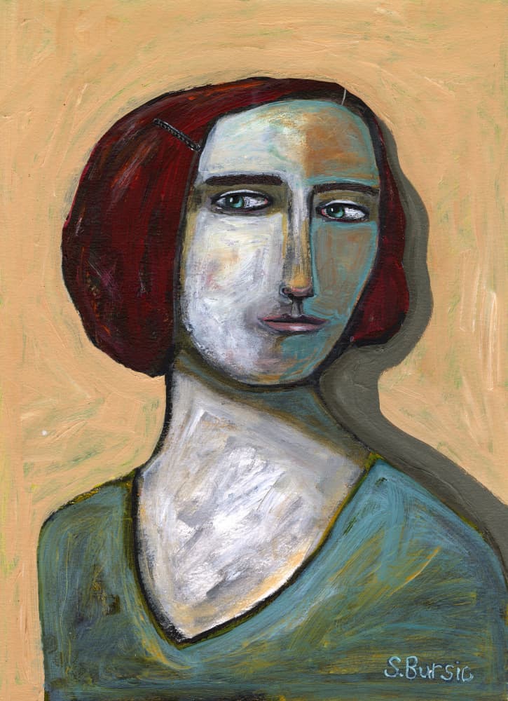 Pensive Woman With Tear by Sharyn Bursic — canvas wall art