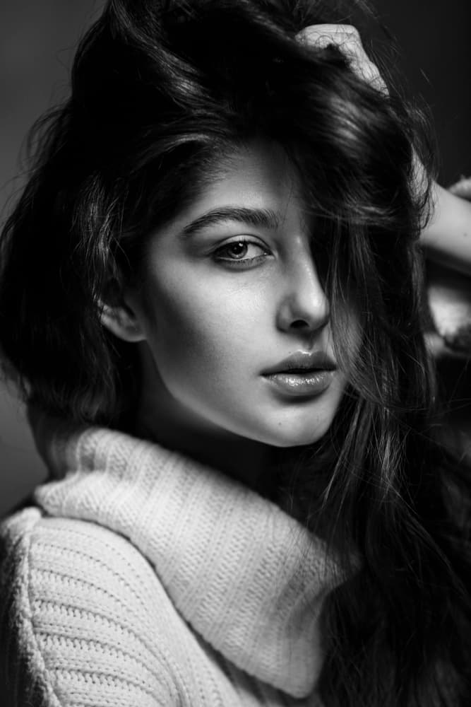 Elegant Black White Portrait by Sepideh Niksefat — canvas wall art