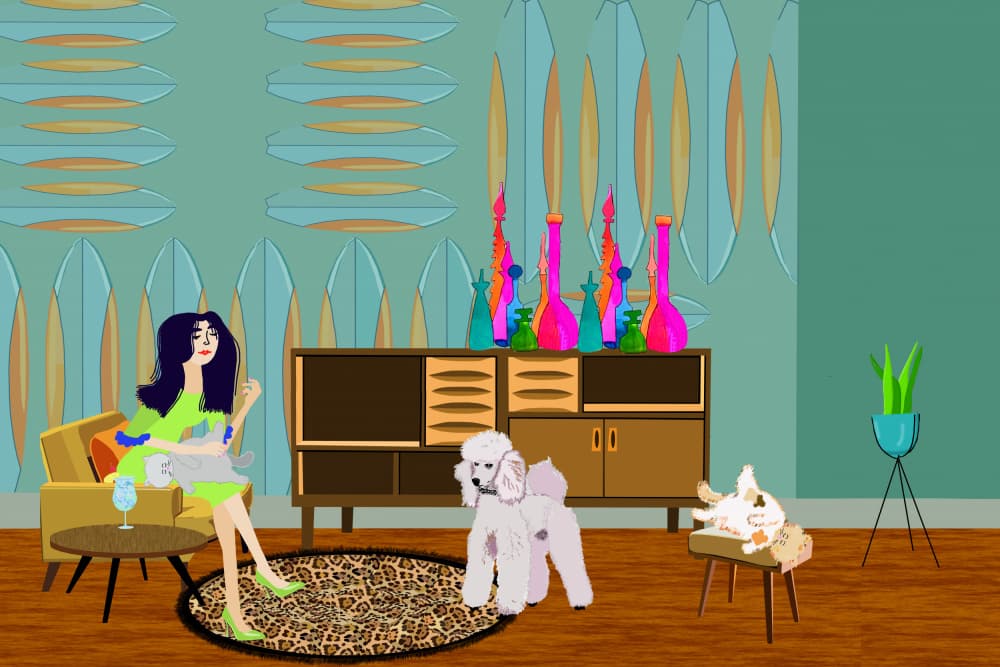 Stylish Lady Chic Pets by Lynnda Rakos — canvas wall art