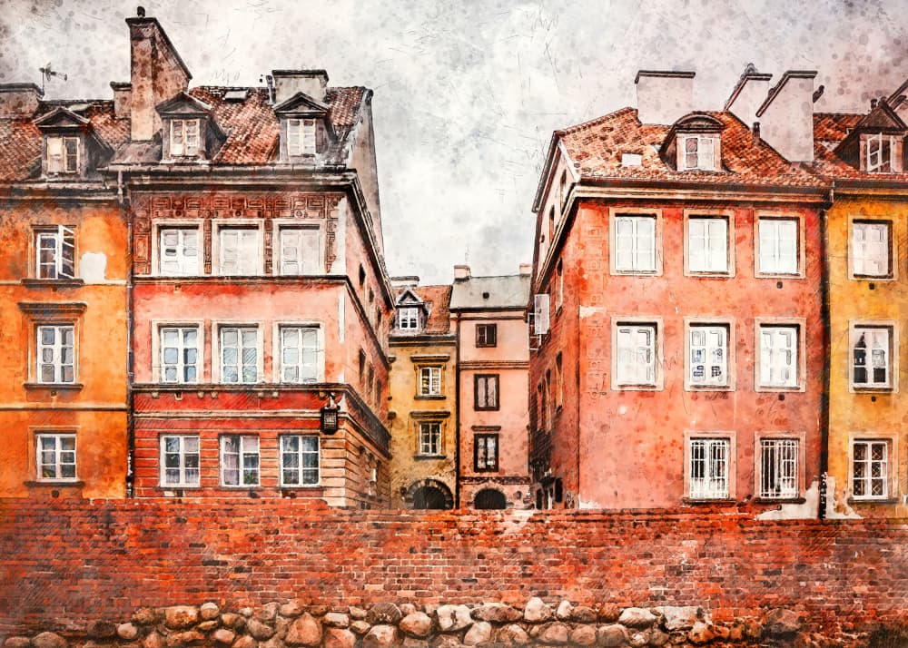 Warm European City Scene by Justyna Jaszke — canvas wall art