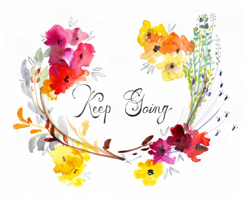 Keep Going Floral Wreath by Christine Lindstrom — canvas wall art