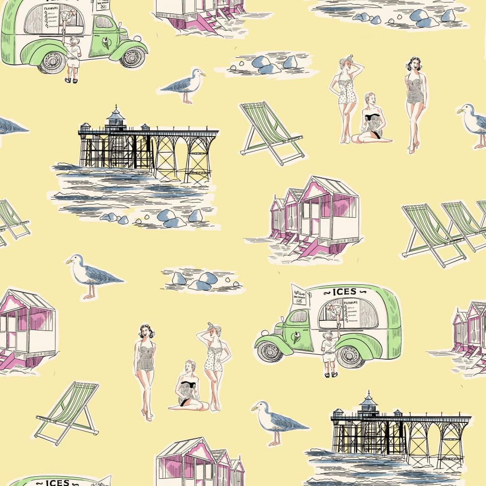 Vintage Seaside Summer by Charlotte Trudgett — canvas wall art