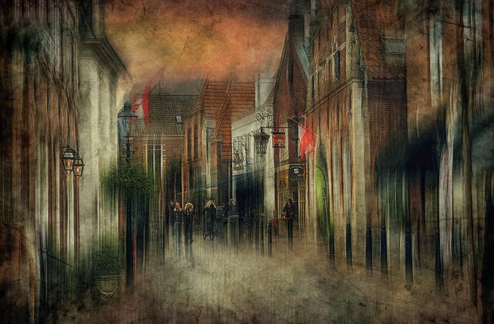 In the streets of Ootmarsum, the Netherlands by Jan van der Linden — canvas wall art