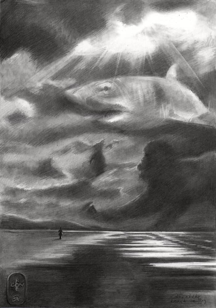 Sky Whale Dreamscape by Corné Akkers — canvas wall art