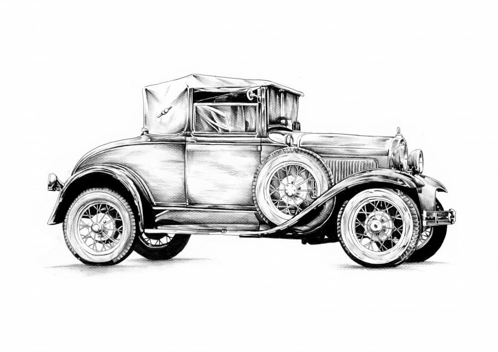 Vintage Coupe Drawing by Kulik — canvas wall art
