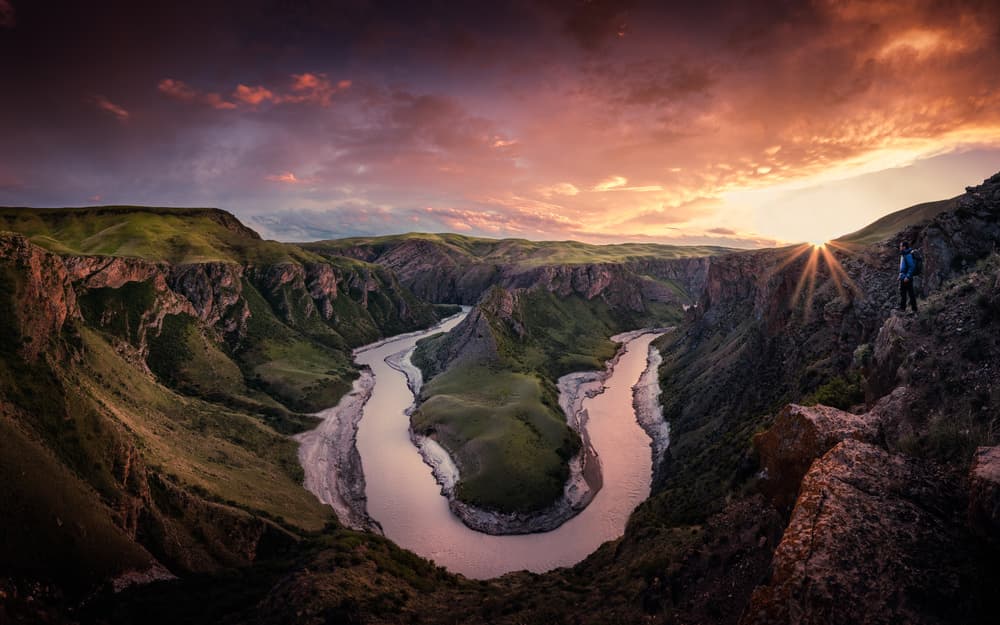 Majestic Canyon Sunset by qiye — canvas wall art