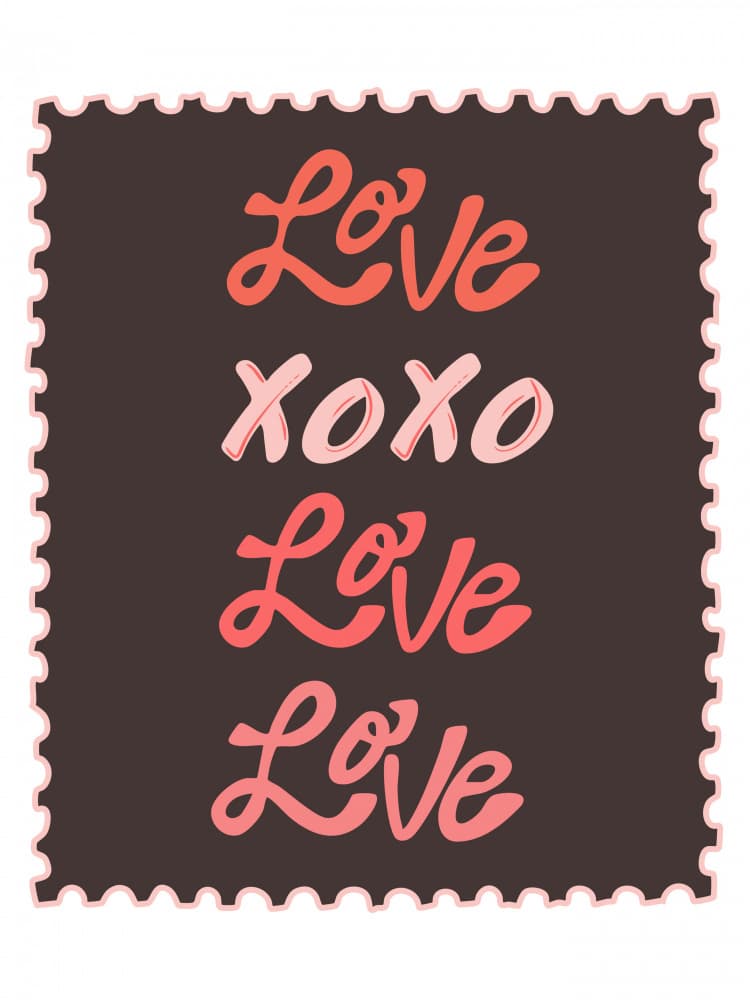 Love XOXO Stamp by Nikita Jariwala — canvas wall art