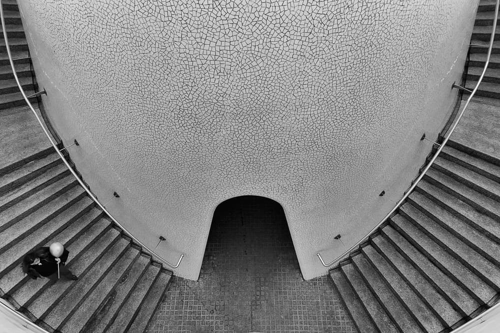 Curved Stairway with Balloon by Massimo Della Latta — canvas wall art