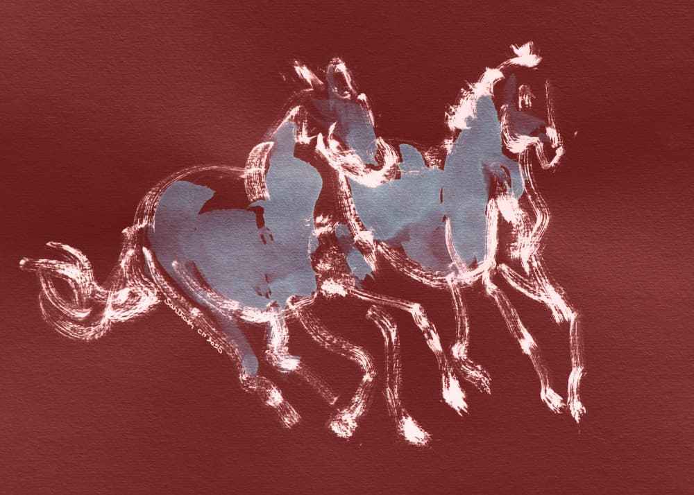 Abstract Running Horses by Santhosh ch — canvas wall art