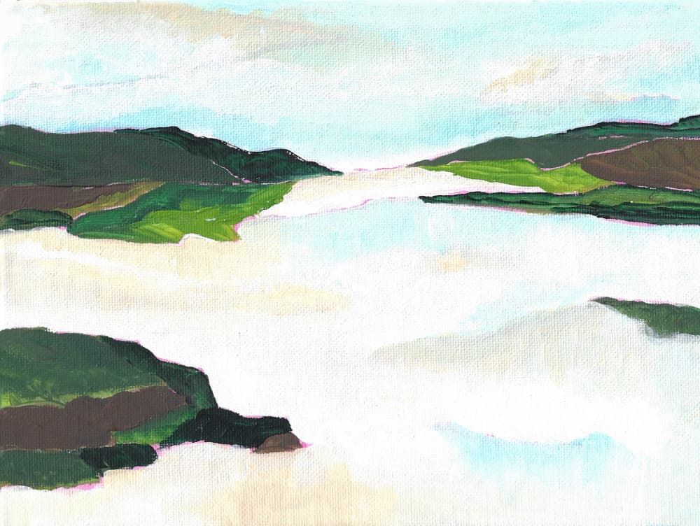 Misty Lake Landscape by Nikita Jariwala — canvas wall art