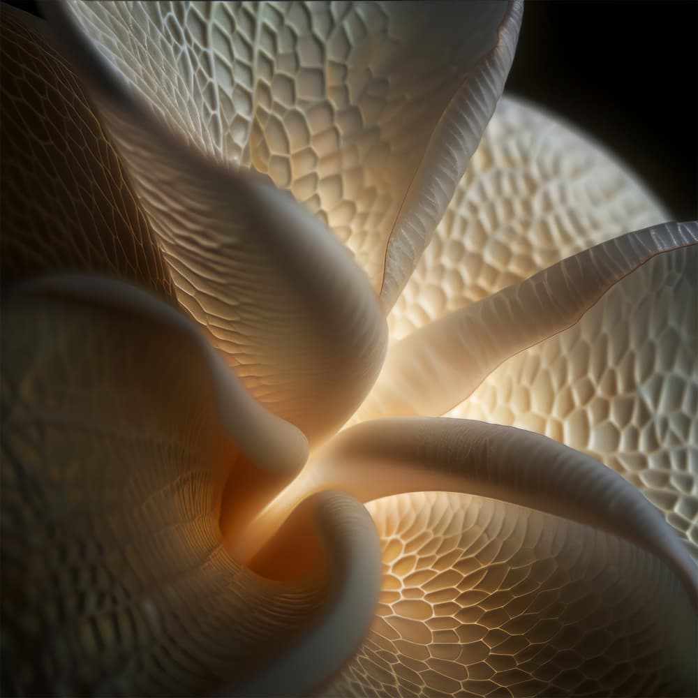 Luminous Organic Folds by Bilge Paksoylu — canvas wall art