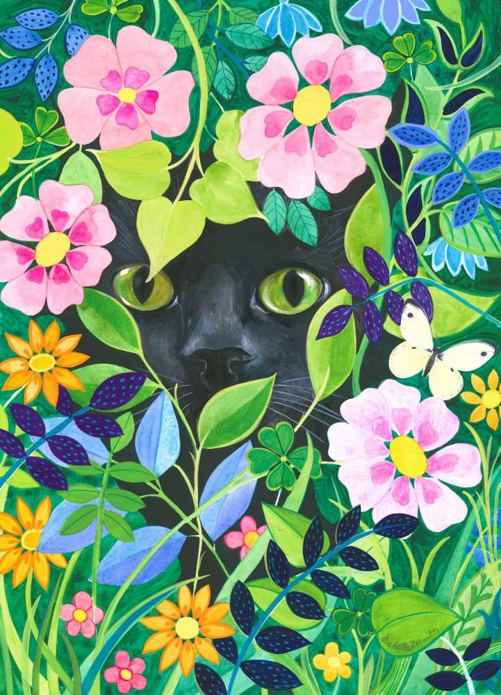 Black Cat With Green Eyes by Isabelle Brent — canvas wall art