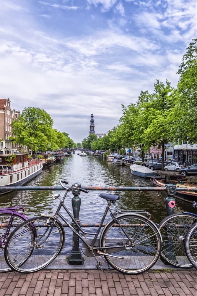 Amsterdam Canal With Bikes by Melanie Viola — canvas wall art