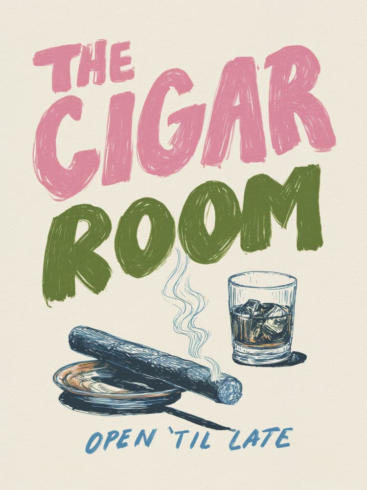 Whiskey and Cigar Lounge by Andreas Magnusson — canvas wall art