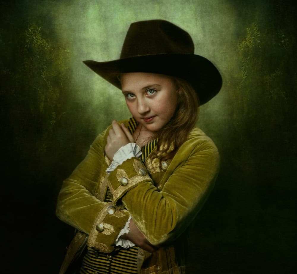 Pensive Child in Costume by Svetlana Melik-Nubarova — canvas wall art