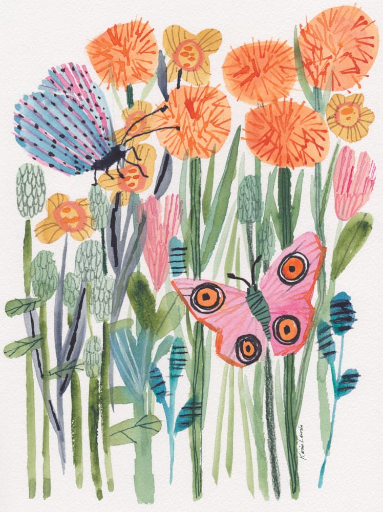 Colorful Garden Butterflies by Karin Lauria — canvas wall art
