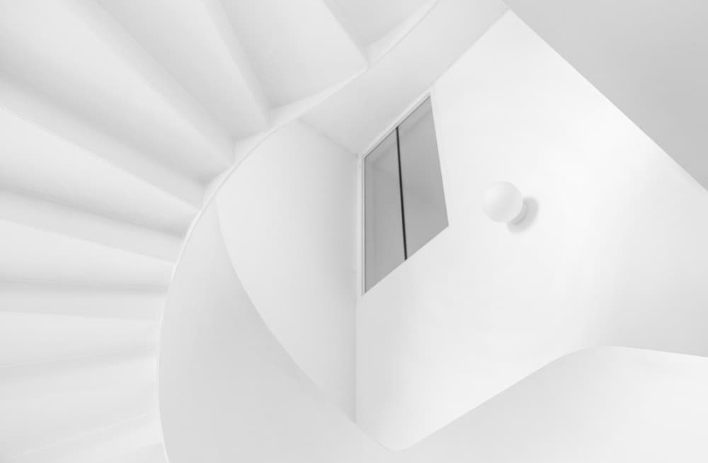 White Spiral Staircase by Lus Joosten — canvas wall art
