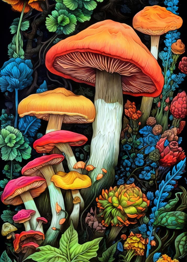 Magical Forest Mushrooms by Justyna Jaszke — canvas wall art