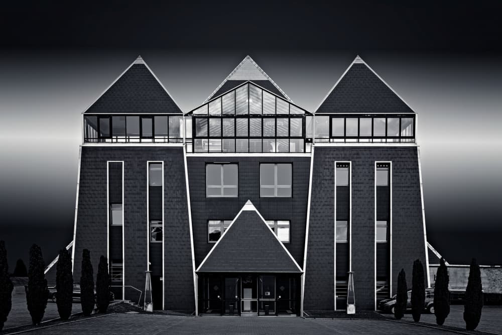 Sleek Geometric Building by Roland Weber — canvas wall art
