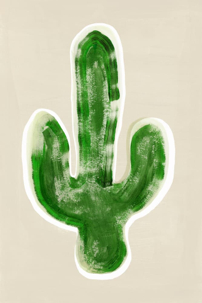 Boho Green Cactus by casa cartissi — canvas wall art
