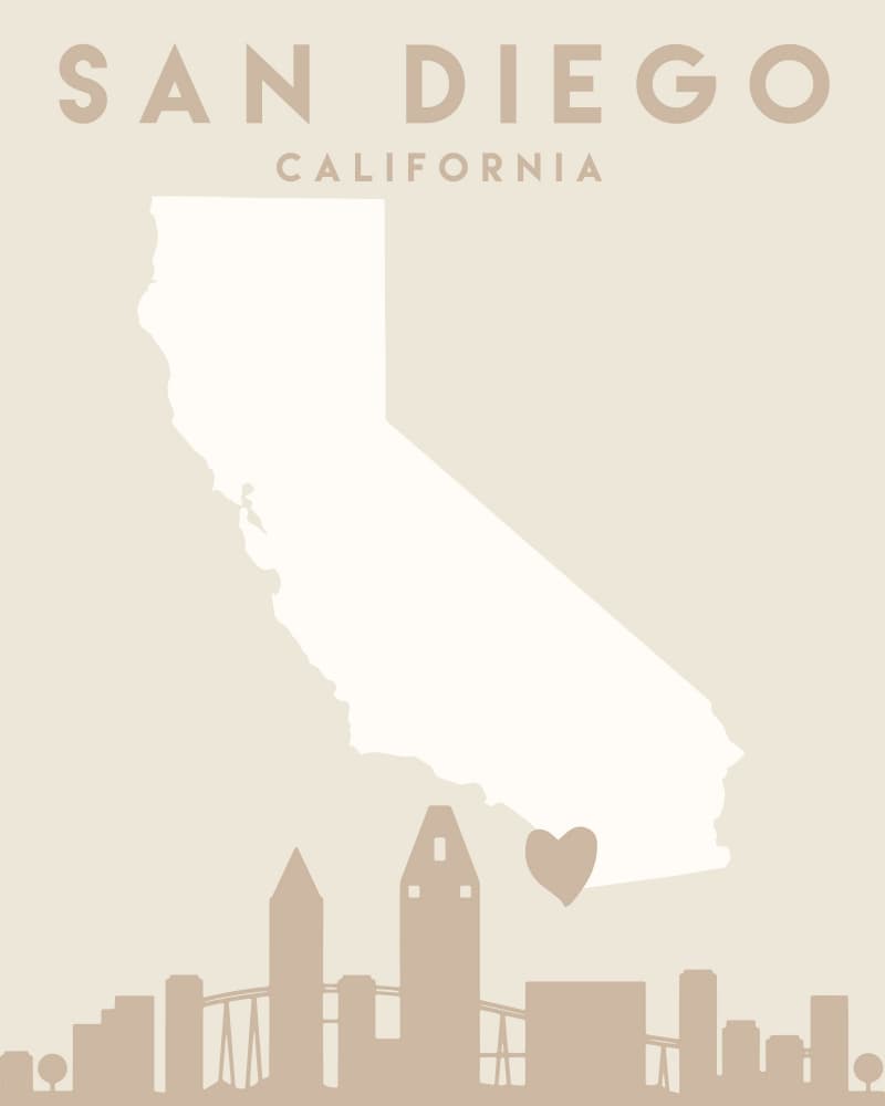 San Diego California Love by Emiliano Deificus — canvas wall art