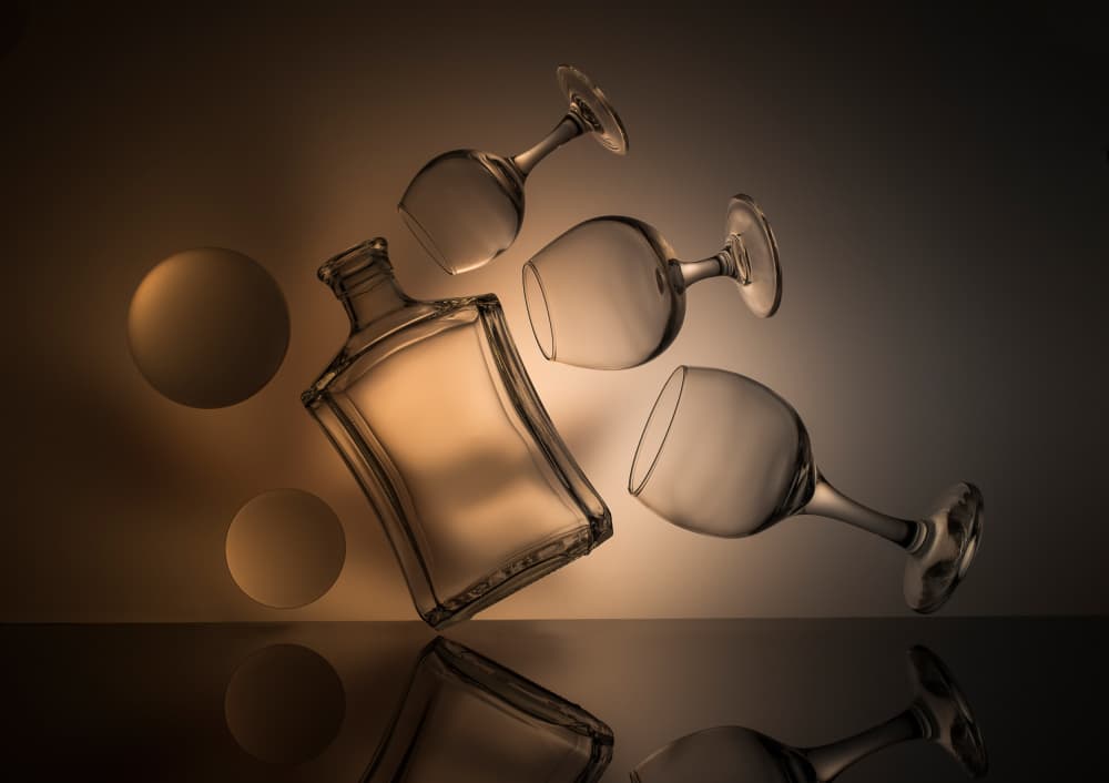 Floating Glassware Sepia by Evgeniy Popov — canvas wall art