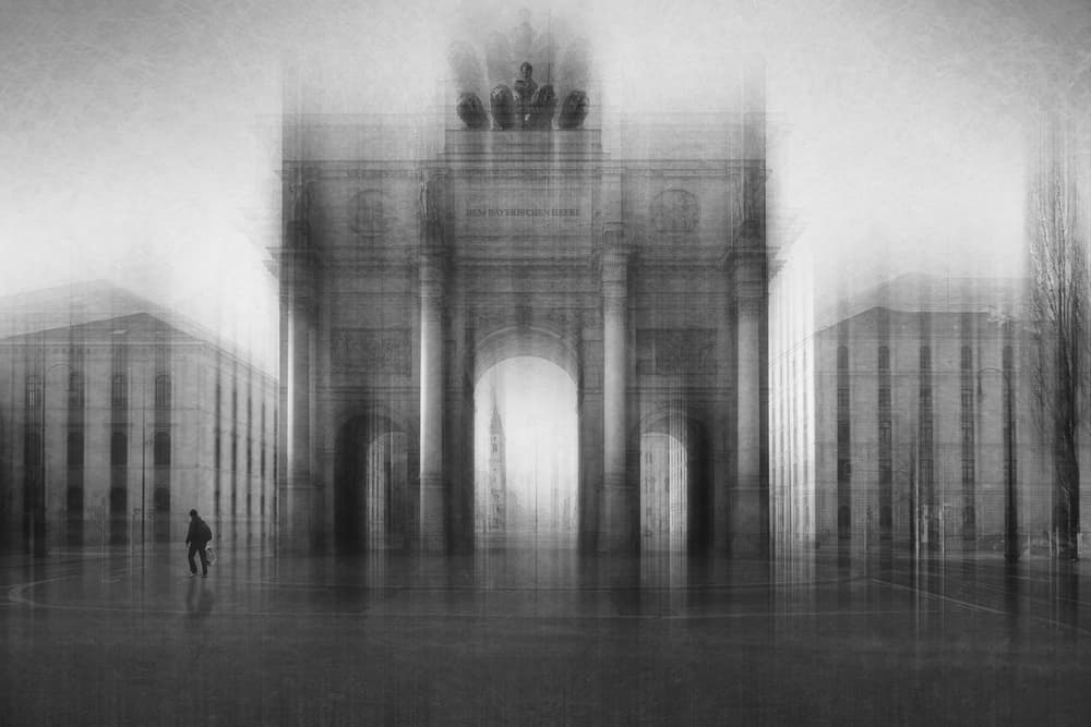 Monochrome Archway Movement by Roswitha Schleicher-Schwarz — canvas wall art