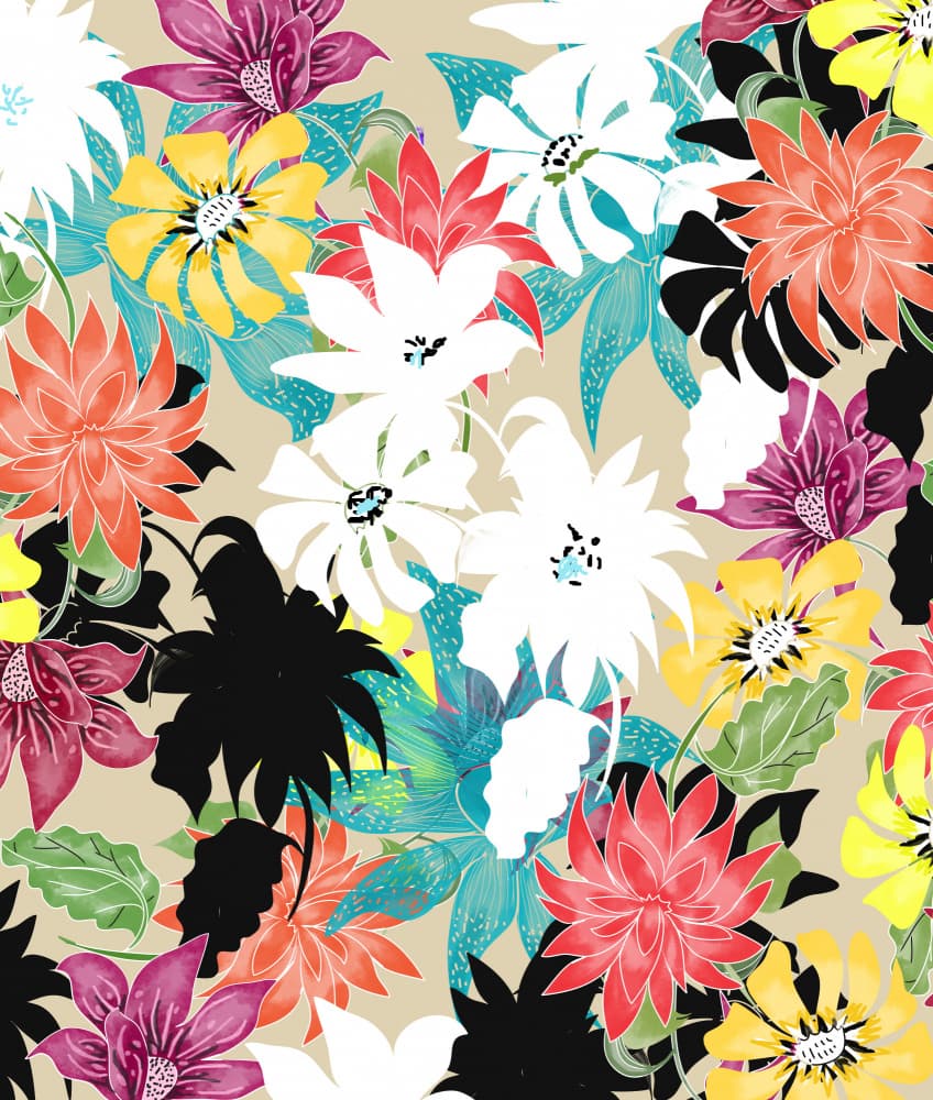 Vibrant Floral Pattern by Uma Gokhale — canvas wall art
