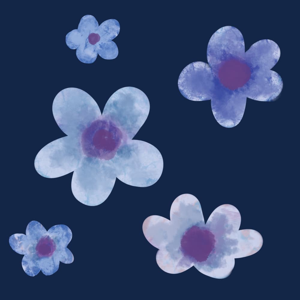 Dreamy Indigo Flowers by Aliya Putrus — canvas wall art