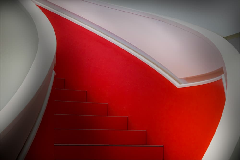 Vibrant Red Staircase by Stephan Rückert — canvas wall art