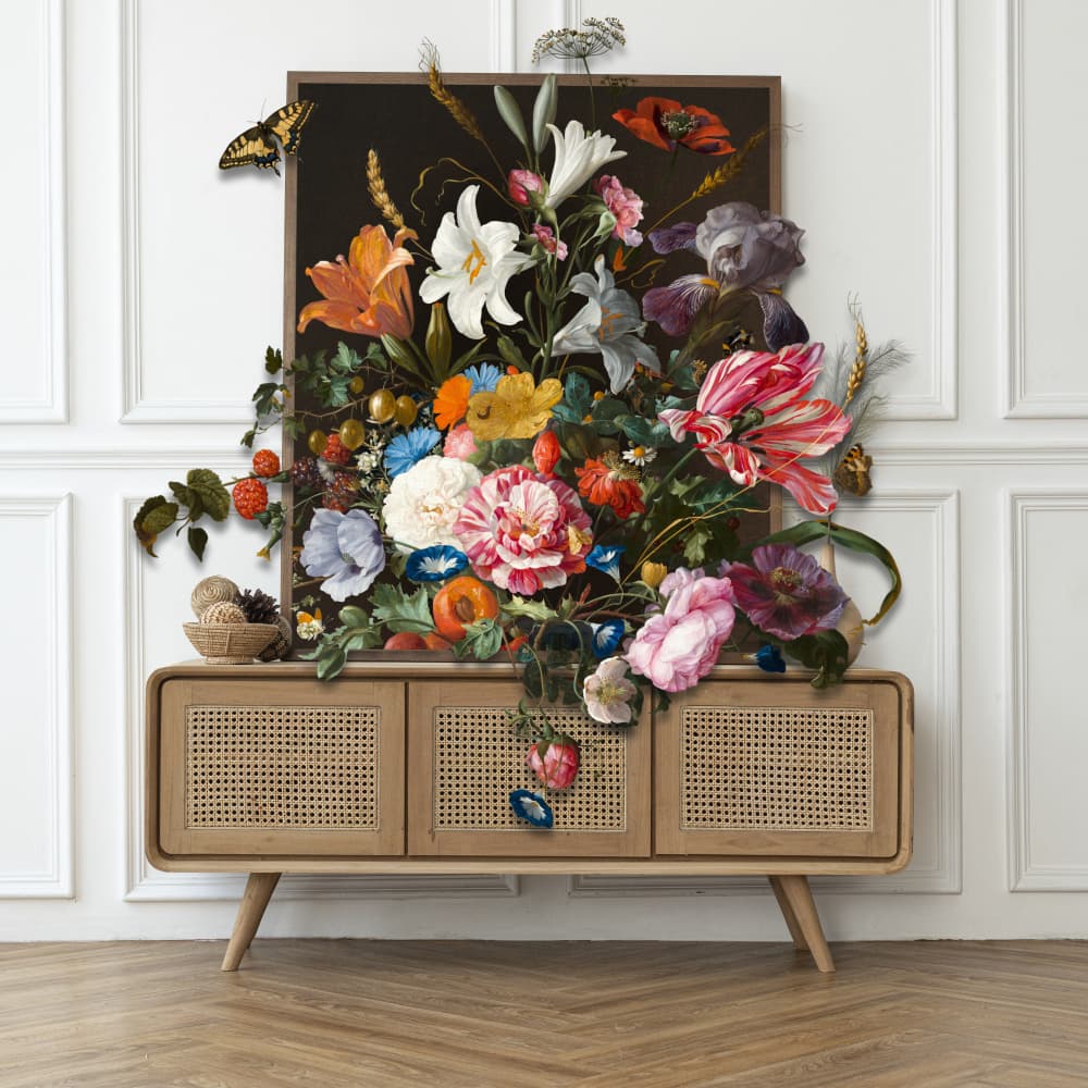 Dramatic Floral Still Life by Marja van den Hurk — canvas wall art