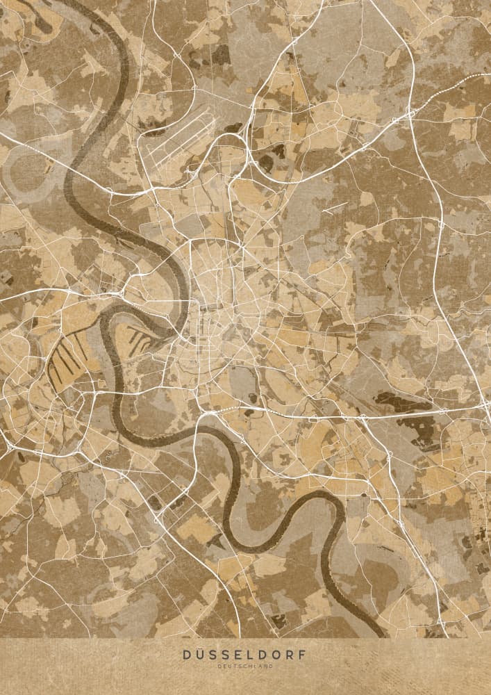 Dusseldorf Vintage Map by Rosana Laiz Blursbyai — canvas wall art