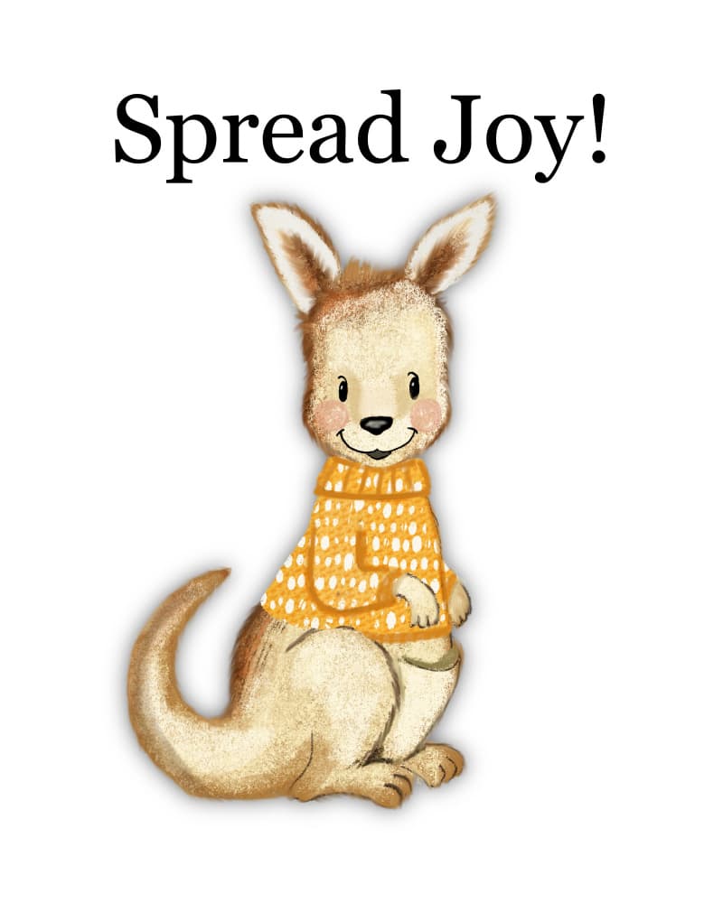 Joyful Little Kangaroo by Saba Rauf — canvas wall art