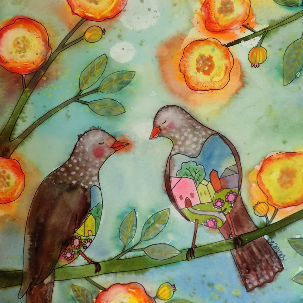 Whimsical Birds Inner World by Sylvie Demers — canvas wall art