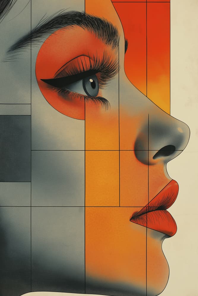 Geometric Orange Face by Mauro — canvas wall art