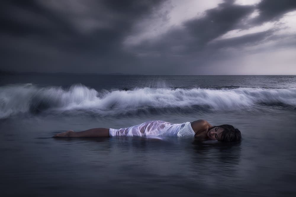 Sleeping Woman in Waves by Maria Kaimaki — canvas wall art