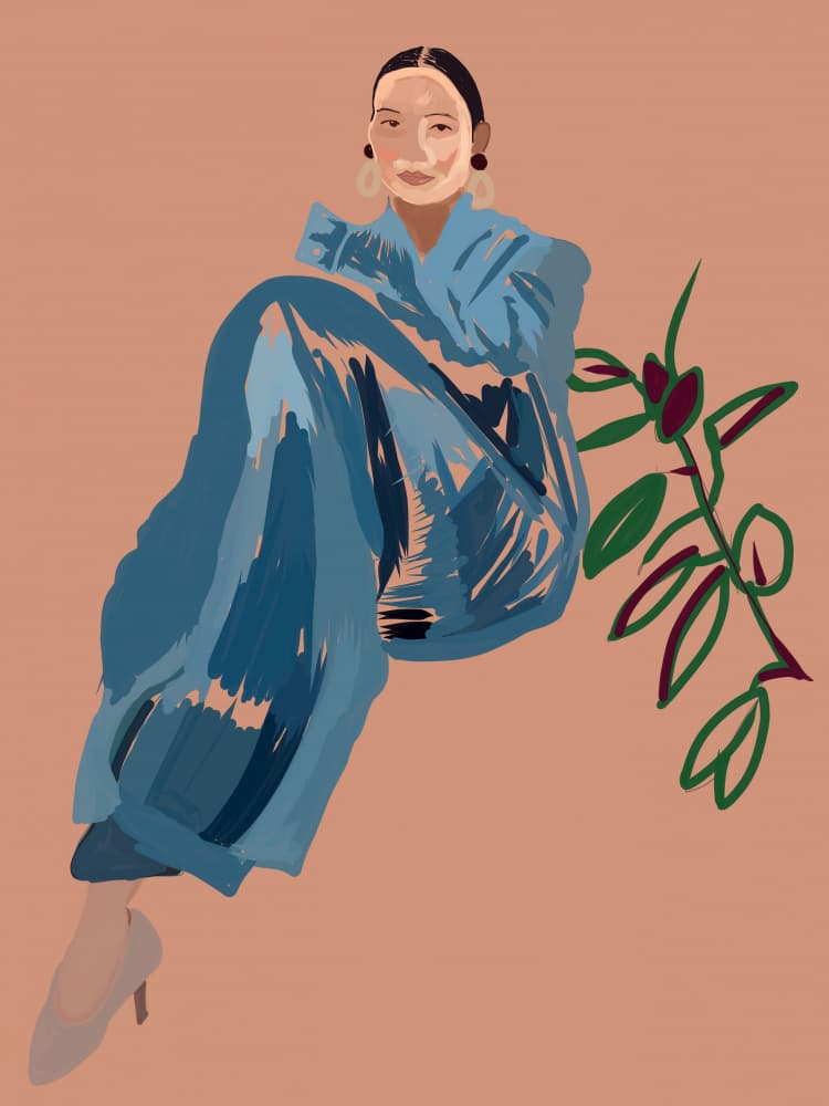 Fashionable Blue Portrait by casa cartissi — canvas wall art