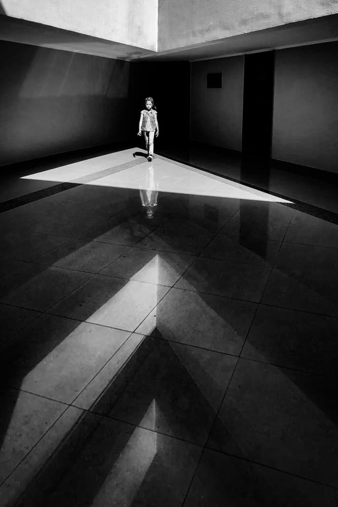 Child in Geometric Light by Nader El Assy — canvas wall art