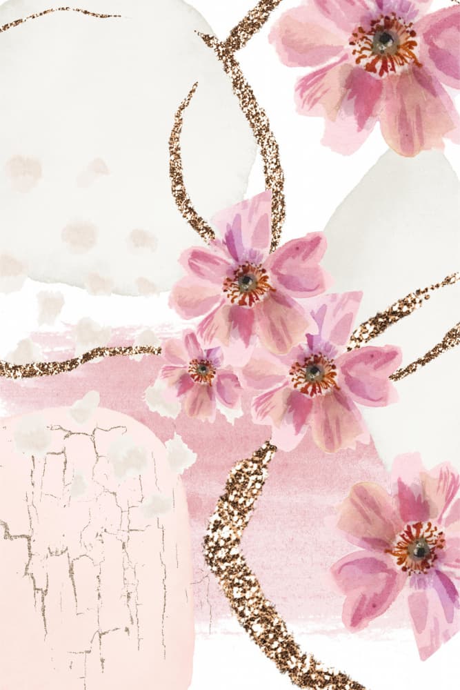 Blush Pink Glitter Floral by Sally Ann Moss — canvas wall art