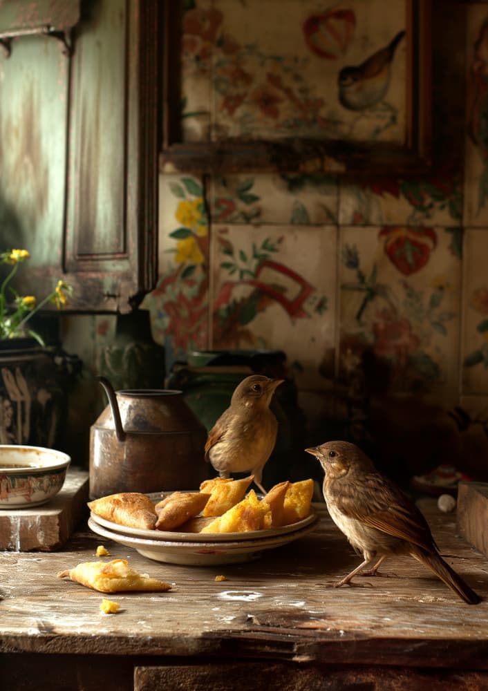 Rustic Kitchen Birds by Niky Rahner — canvas wall art