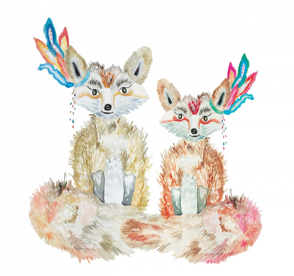 Whimsical Fennec Foxes by Breanna Megan Studio — canvas wall art