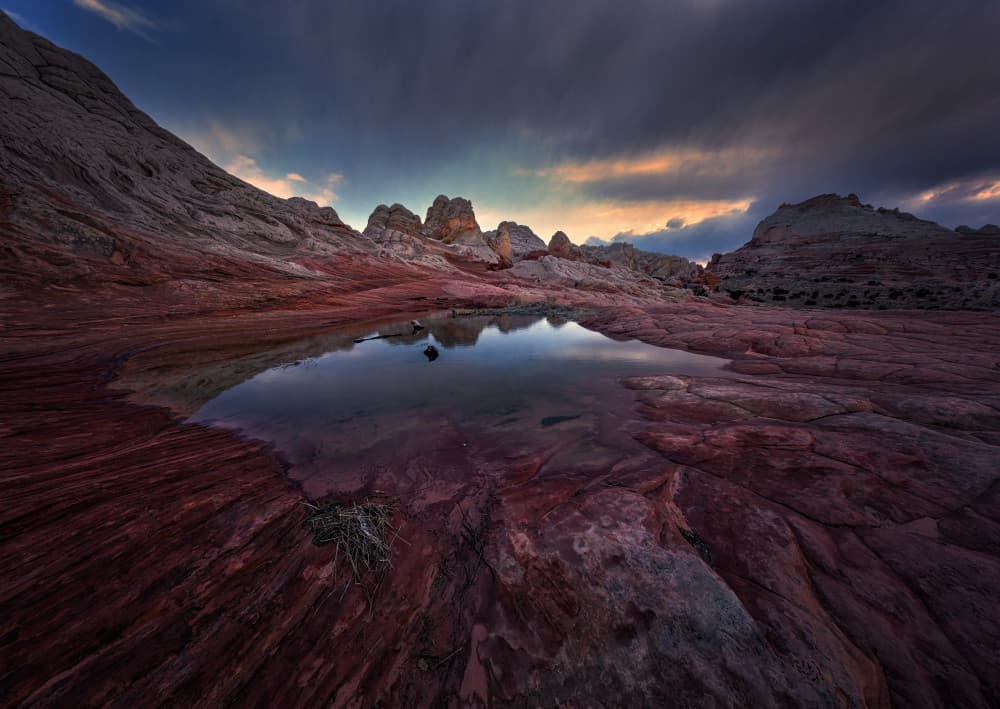 Red Rock Desert Reflection by Ruiqing P. — canvas wall art