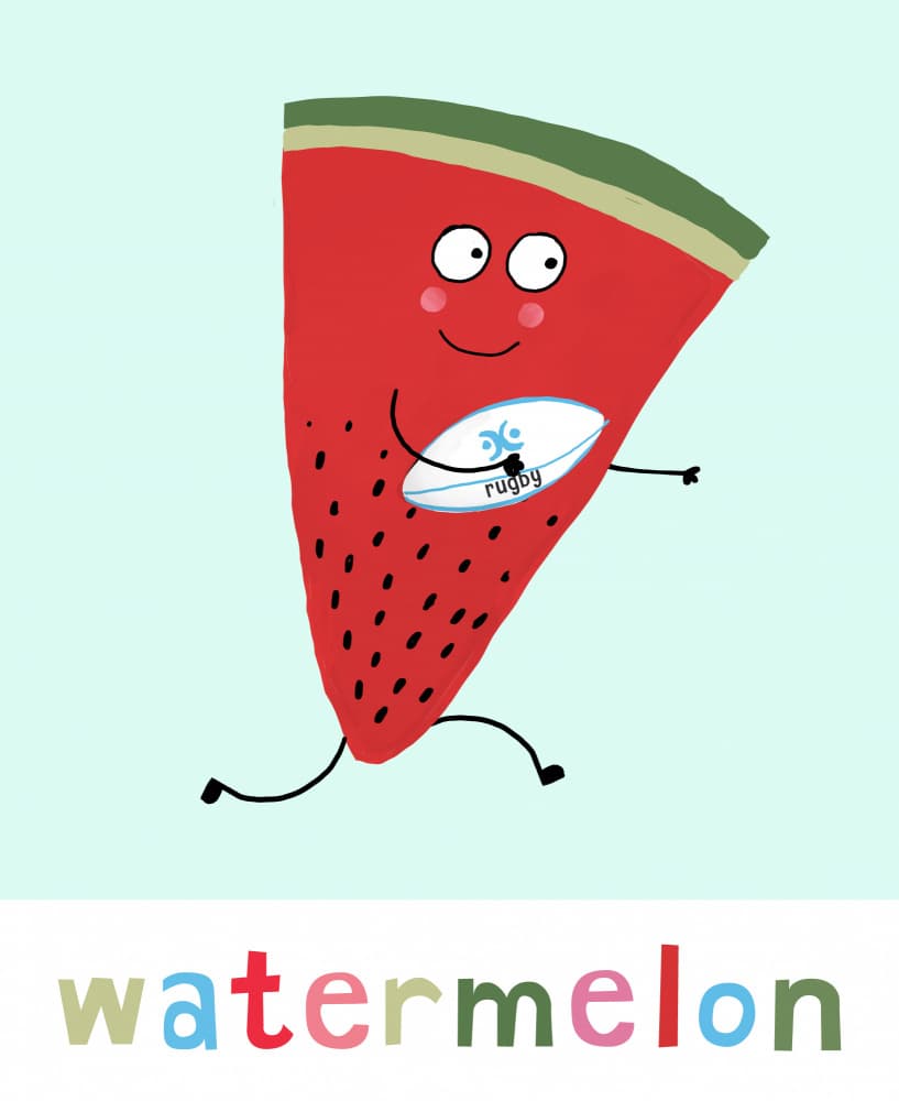 Watermelon Rugby Run by Carla Daly — canvas wall art