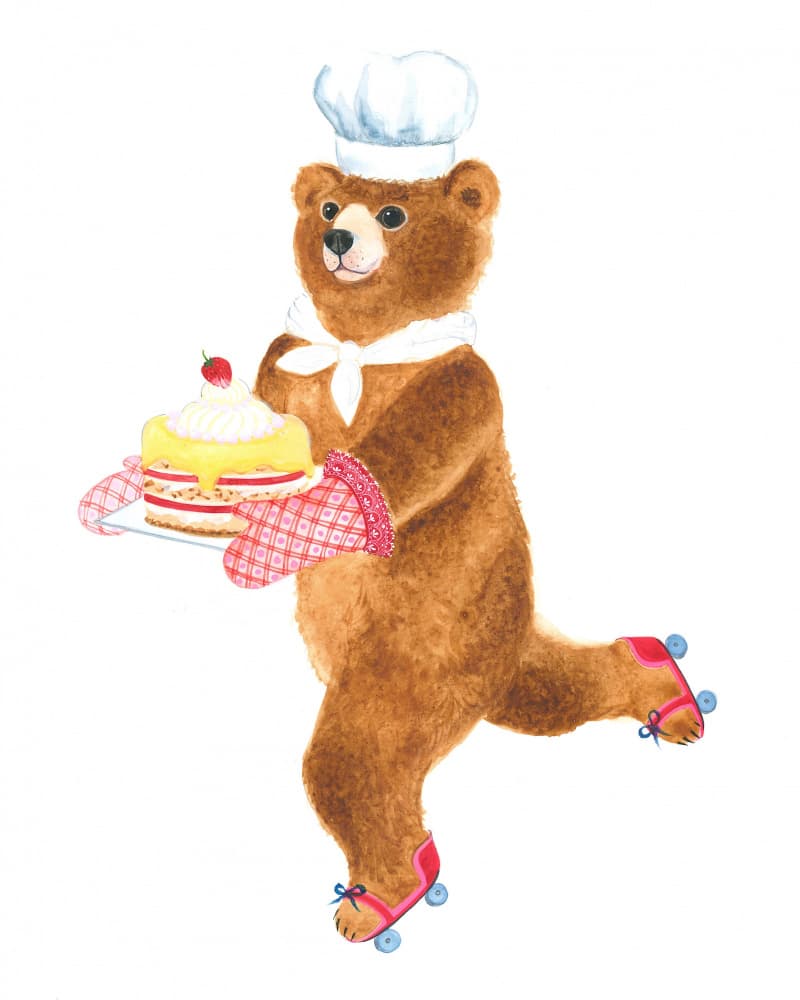 Skating Bear Baker by Isabelle Brent — canvas wall art