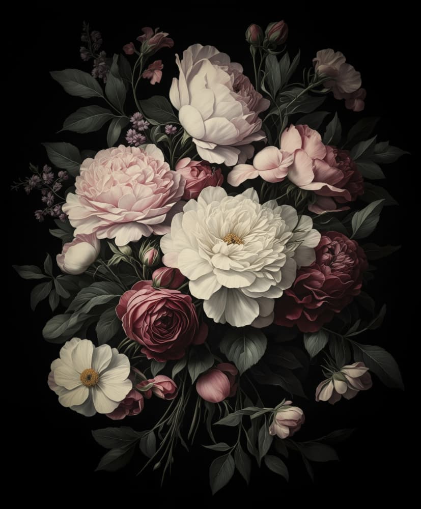 Moody Floral Bouquet by Andrea Haase — canvas wall art